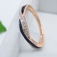 thumbnail image 4 of Dazzlingrock Collection Round Blue Sapphire and White Diamond Stackable Anniversary Wedding Band Swirl Ring For Women in 10K Rose Gold, Size 5.5, 4 of 6