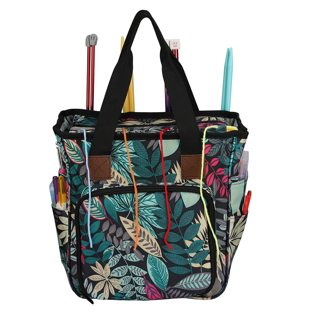ZUARFY Portable Knitting Bag DIY Yarn Storage Organizer Crochet Hook Needles Knitting Tote Basket for Yarn Balls Sewing Supply