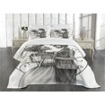 thumbnail image 3 of Ambesonne Romance Quilted Bedspread Set 3 Pcs, Skeleton Marriage, King Size, Dimgrey and White, 3 of 5