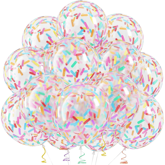 Pastel Rainbow Confetti Balloons 12 Inch Clear Latex Balloons with Multicolor Sprinkles for Birthday Baby Shower Wedding Party Decorations