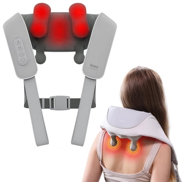 ibreo Cordless 6D Deep Tissue Kneading Neck & Shoulder Shiatsu Massager w/ Heat & Smart Memory, Gray