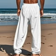 thumbnail image 4 of LOVZFMLL Casual Full Pants for Men, Men's Loose Fit Straight Leg Solid Joggers Running Pants Trousers Lounge Pants with Pockets White L, 4 of 7