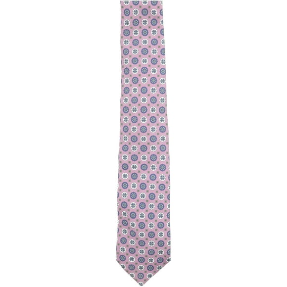 Altea Men's Purple W Green Squares And Blue White Circles Geometric Floral Silk Tie Necktie - One Size