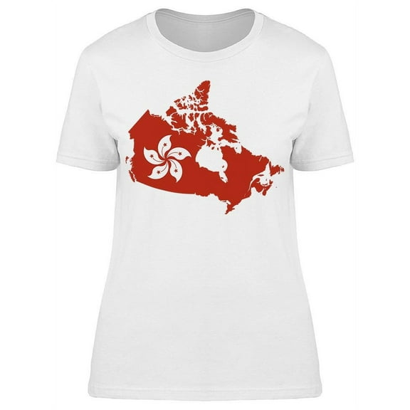 Canada Map In Hong Kong Flag T-Shirt Women -Image by Shutterstock, Female 3X-Large