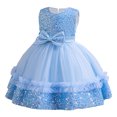 thumbnail image 4 of Yanlir Robe en Sequins pour Fille Sans Manches Col Rond Robe de Fête Scintillante, Tenue d'Été à la Mode pour Enfants, Style Princesse Tenue Décontractée Respirante pour les Vacances (Bleu, 6-12 Mois), 4 of 8