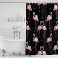 thumbnail image 2 of Pink Flamingo Shower Curtain Set - 48" x 72" Washable Bathtub Curtain with 12 Hooks, Summer Tropical Animals Black Waterproof Fabric Stall Shower Curtains for Bathroom/Bathtub Décor, 2 of 6