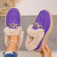 thumbnail image 2 of FRSASU Women's Winter Loafers Dressy Casual Slip On Non Slip Round Toe Fur Lined office Walking Shoes Purple, 2 of 7