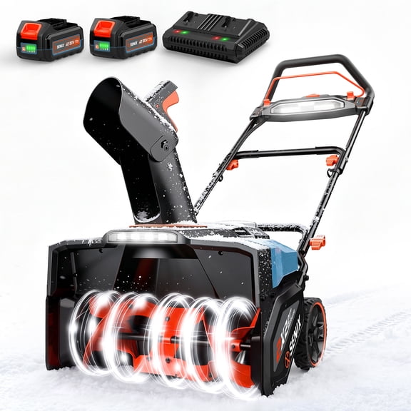 Senix 40V 21‑Inch Cordless Snow Blower, 1800W Brushless Motor, Variable‑Speed Steel Auger, 12" Clearing Depth, 680 Lbs/Min, 33ft Max Throw, 2 x5.0 Ah Batteries Batteries & Dual LED Lights