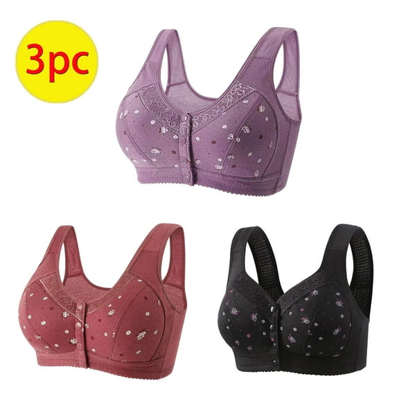 Itsame 3 Pack Everyday Sports Bra Set womens Full Support Bra Comfortable Breathable Wireless Comfort Bralette Set Purple Size XL