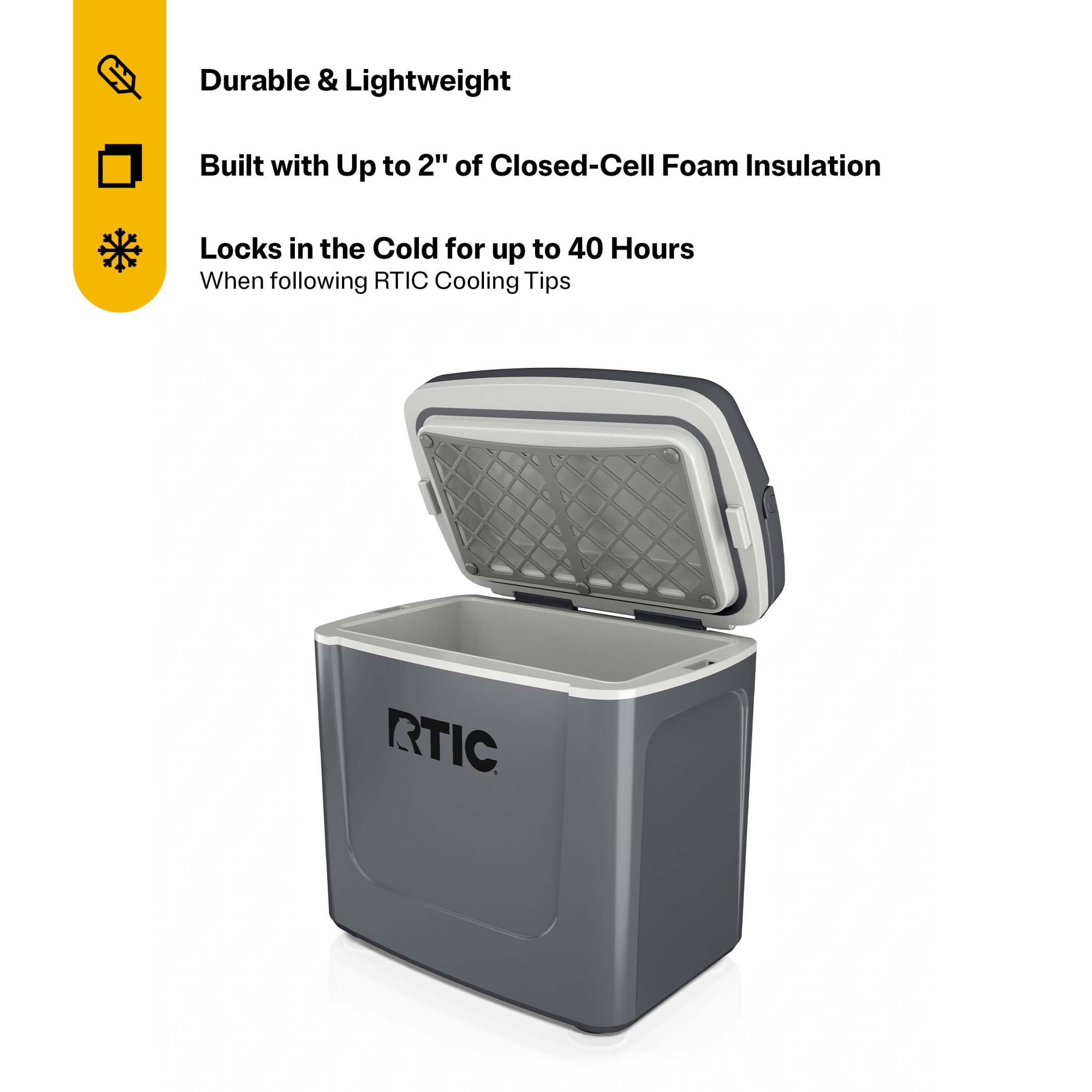RTIC 8 QT Hard-Sided Personal Cooler, Fits 12 Cans, Road Trip, Grey