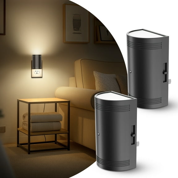 LOHASLED 2 Pack Black Warm White 3000K Semi-Circle Night Light