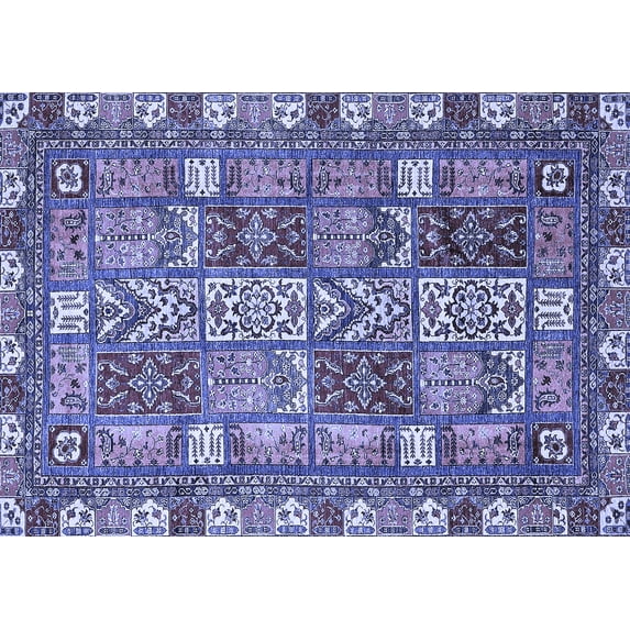 Ahgly Company Machine Washable Indoor Rectangle Abstract Blue Modern Area Rugs, 5' x 8'