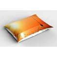 thumbnail image 2 of Ambesonne Ocean Pillow Sham 2 Pack, Lonely Yacht at Sunset, 26"x20", Orange Yellow, 2 of 3