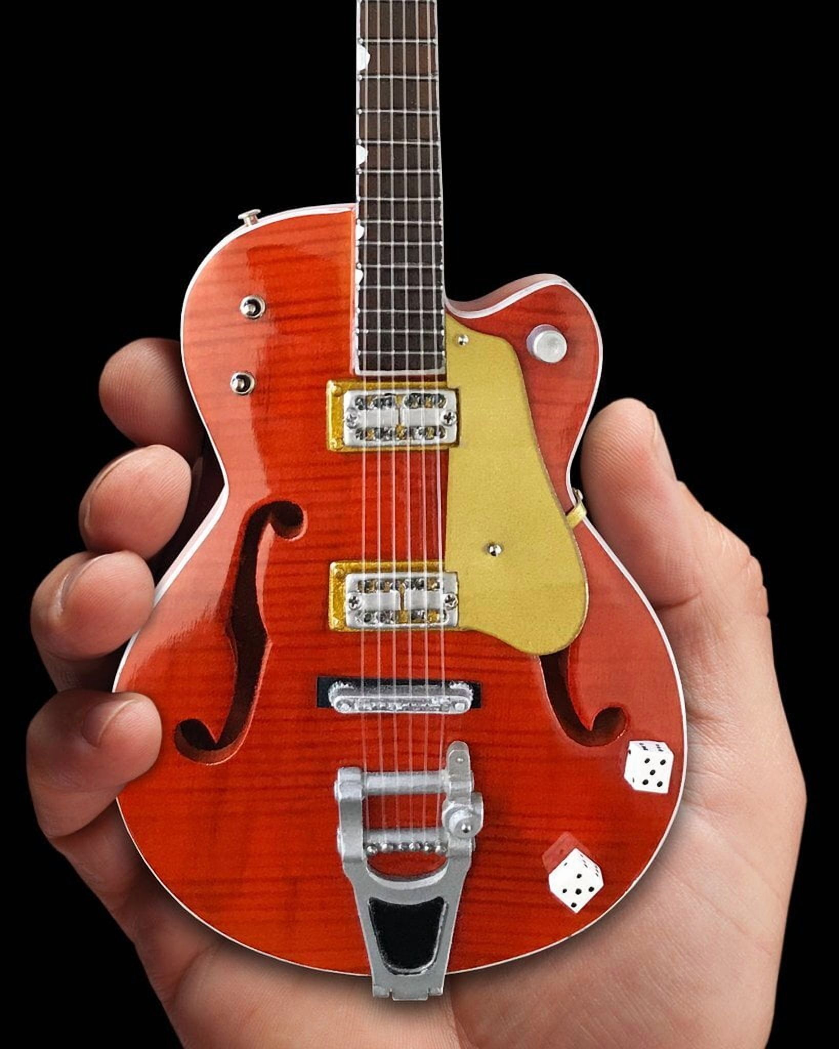Brian Setzer Gretsch Nashville Orange Dice Hollow Body 10 Inch Miniature Guitar