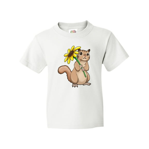 Inktastic Cute Chipmunk with Sunflower Youth T-Shirt