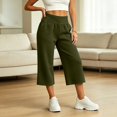 thumbnail image 5 of Endives Capri Pants for Women High Waist Stretchy Pull On Loose Walking Pants With Side Pockets Lightweight Straight Leg Crop Pants, 5 of 6