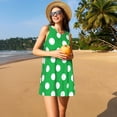 thumbnail image 3 of Fotbe Green And White Polka Dot Vestido de Verano sin Mangas para Mujer – Vestido Midi Línea A, Estilo Camiseta Floral, Vestido Playero Casual y Fluido, 3 of 7