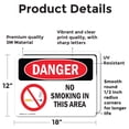 thumbnail image 2 of (2 Pack) No Smoking In This Area OSHA Danger Sign 18 Inch X 12 Inch Vinyl Label Decal Sticker Weather Resistant, UV Protected for Workplace, Business, and Construction Site, Made in the, 2 of 7