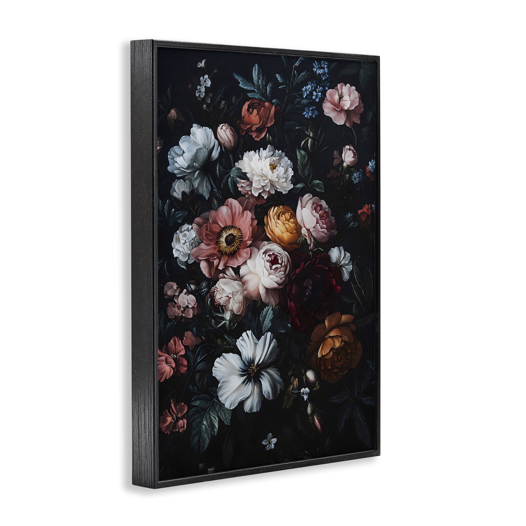 Stupell Industries Midnight Garden Velvet Florals Black Framed Giclee Art, design by Creative Studio