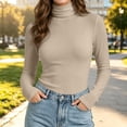 thumbnail image 7 of cocolona Fall Base Layer Tops for Women Mock Neck Long Sleeve Elastic Shirts Solid Color Pullover Slim Blouses, 7 of 7