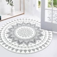 thumbnail image 6 of MJIAexp 5.3ft Mandala Boho Round Rug Circle Rug Non-Slip Machine Washable Area Rug Soft Bedroom Rug Throw Rug Vintage Carpet for Living Room Kitchen Dorm Coffee Table White, 6 of 8