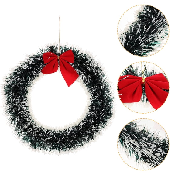 NUOLUX Front Door Eucalyptus Wreath with Holiday Bow, White Plastic Door Decoration, 1 Set for Seasonal Home Decor