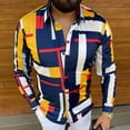 thumbnail image 2 of Camisa de hombre de manga larga con solapa estampada, blusa informal de un solo pecho, Tops para fiesta de oficina DBJS0228CCS2 XXXL, 2 of 5