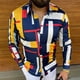 thumbnail image 2 of Camisa de hombre de manga larga con solapa estampada, blusa informal de un solo pecho, Tops para fiesta de oficina, 2 of 5