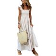 thumbnail image 2 of Vestido largo con volantes y tirantes finos para mujer, estilo retro, a cuadros, 2 of 5