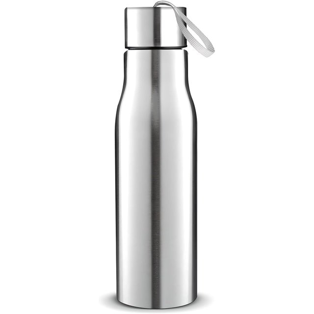 Botella de agua de acero inoxidable de una sola pared de 500 ml con correa de transporte, botella de agua de metal a prueba de fugas, de una sola pared, de acero inoxidable, boca ancha (500 ml)