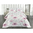 thumbnail image 2 of Ambesonne Floral Quilted Coverlet 3 Pcs, Innocent Flowers Botanical, Queen Size, Soft Pink and Pale Purpleblue, 2 of 4
