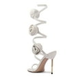 thumbnail image 3 of FSJ Women Sexy Round Open Toe Rose Floral Spiral Ankle Wrap Pumps Stiletto Thin High Heel Lace-up Sandals Prom Wedding Shoes Size 8 Gray, 3 of 4