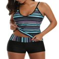 thumbnail image 1 of Women Tankinis Swimsuit Stripe V-neck Tops and Shorts Two-Pieces Bathing Suits, 1 of 6