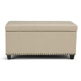 thumbnail image 4 of Amelia 33 inch Wide Transitional Storage Ottoman Bench in Satin Cream Vegan Leather, 4 of 11