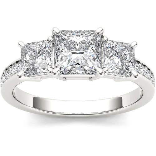 Details about   2ct Princess Cut Diamond Three-Stone Engagement Ring 14kt White Gold Finish 