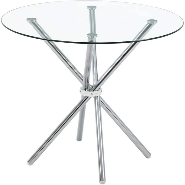 Modern Round Glass Dining Table With, Chrome Round Table