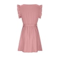 thumbnail image 4 of Wycnly Dresses for Women Casual Ruffle Sleeve Elastic Waist Swing Mini Dresses with Tie Round Neck Sleeveless Solid Summer Short Formal Dress Pink s, 4 of 7