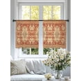 thumbnail image 3 of Sheer Curtains 54 Inches Long 2 Panels, Vintage Ethnic Tribal Floral Rod Pocket Curtain Voile Draperies, Traditional Oriental Orange Light Filtering Window Treatment for Living Room Kitchen Bedroom, 3 of 8