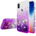 thumbnail image 3 of Compatible for Apple iPhone Xs Case, iPhone X Case, with [Temper Glass Screen Protector] SOGA Diamond Glitter Liquid Quicksand Cover Cute Girl Women Phone Case [Clear/Purple], 3 of 5