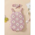 thumbnail image 3 of Coduop Newborn Baby Girl Romper Print Sleeveless Jumpsuit with Headband Summer Clothes Outfit, 3 of 8