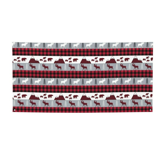 Picia Buffalo Plaid Forest Pattern Party Banner, Festive Decoration, Holiday Banner, Celebration Decor, Event Banner, Reusable Party Banner-Medium