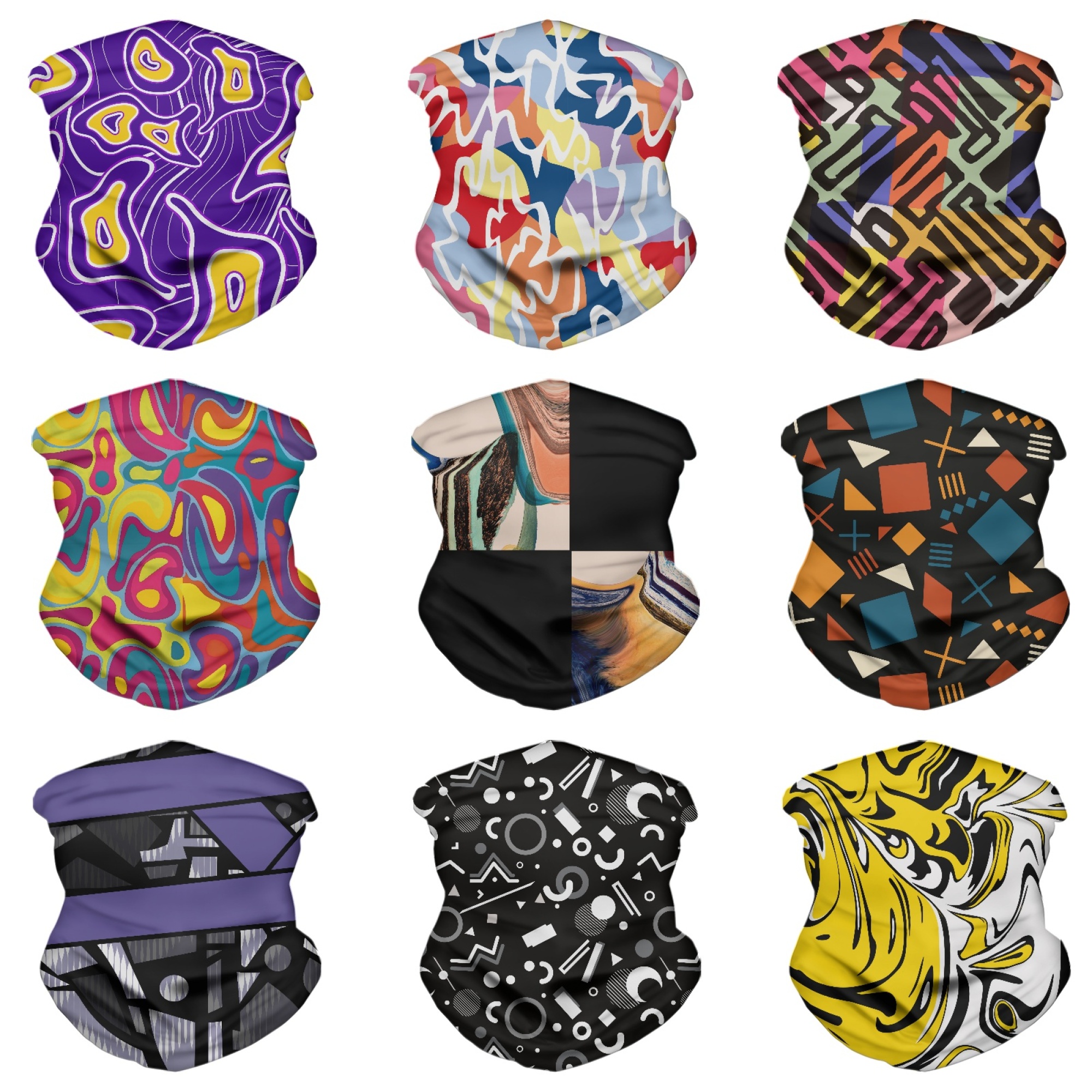 Bivenant Store 9Pack Animal Skin Print Neck Gaiter Face Mask Scarf