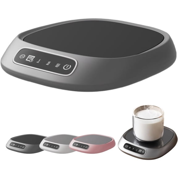 Coffee Mug Warmer for Desk, Coffee Mug Warmer Cordless, Smart Heating Drinks Coaster, 10w Cup Warmer for Desk with Digital Display, USB Rechargeable, 3 Temp Settings, for Kitchen, Travel(Gray)