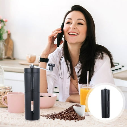 Masteelf Portable Manual Coffee Grinder with Ceramic Burr for Home Use Black Adjustable Size 4.33 Inches