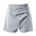 thumbnail image 3 of USSUMA Festival Gift Shorts for Women Trendy Solid Color Bike Pull-on Mid Waist Split with Button Pleated Slim Delightful Shorts Semi Fit Summer Shorts for Party Gray M, 3 of 3