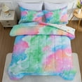 thumbnail image 2 of Btargot 3Pcs Galaxy Twin Bedding Set Kids Outer Space Comforter Set Twin Boys Girls Glitter Pink Green, 2 of 8