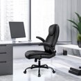 thumbnail image 2 of NEO CHAIR Executive Office Chair, Ergonomic High back Cushioned, Wide Leather Seat 8 Hours Heavy Duty Design, Flip Up Armrest Computer Desk Chair, Black, 2 of 7