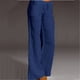 thumbnail image 1 of Pantalones de pierna ancha y cintura alta para mujer, estilo europeo y americano, con bolsillos grandes en el pie, de algodón y lino, informales, para mujer, 1 of 6