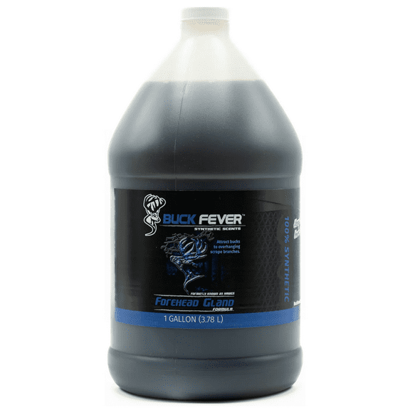 Buck Fever Forehead Gland (1Gallon Synthetic) - Syntheticly Formulated Buck Lure & Deer Attractant (not just limited to whitetail deer) for Mock Scrapes, Licking Branches - Year-Round Hunting Scents