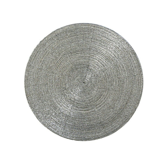 Glass Beaded Placemat Set of 4Size: 14" RoundColor: Silver